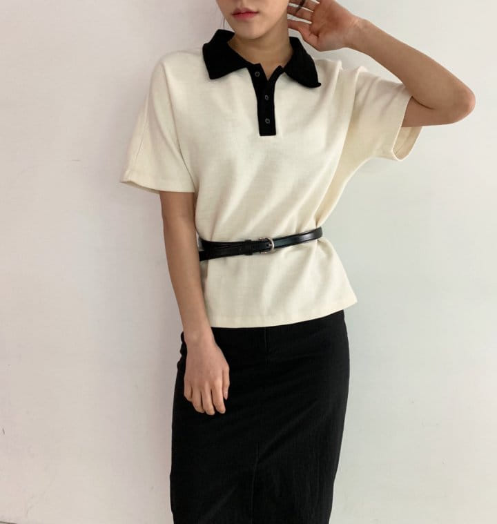 Cover - Korean Women Fashion - #momslook - Retro Collar Tee - 2