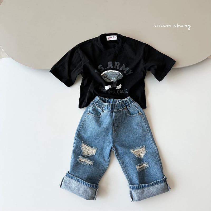 Cream Bbang - Korean Children Fashion - #childofig - Army Short Sleeve Tee - 4