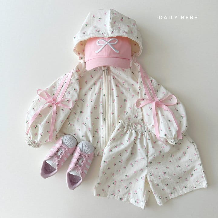Daily Bebe - Korean Children Fashion - #prettylittlegirls - Ribbon Windbreaker Top Bottom Set