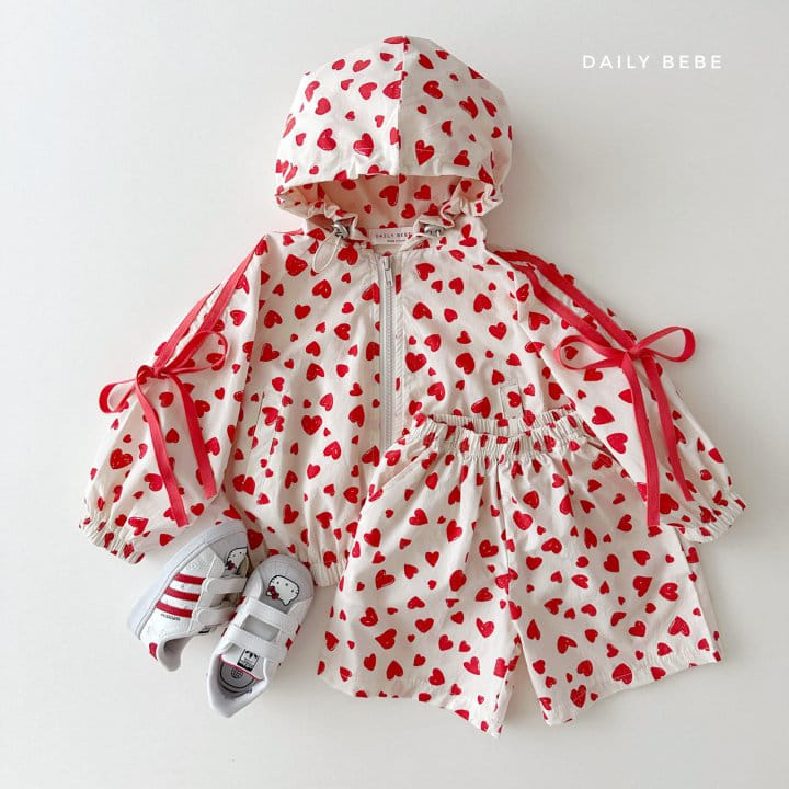 Daily Bebe - Korean Children Fashion - #todddlerfashion - Ribbon Windbreaker Top Bottom Set - 2