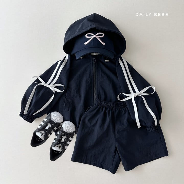 Daily Bebe - Korean Children Fashion - #todddlerfashion - Ribbon Windbreaker Top Bottom Set Muzi