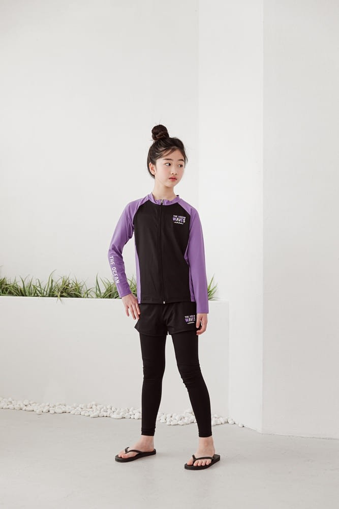 Dawon - Korean Children Fashion - #Kfashion4kids - Ocean Rash Guard Top Bottom Set - 2