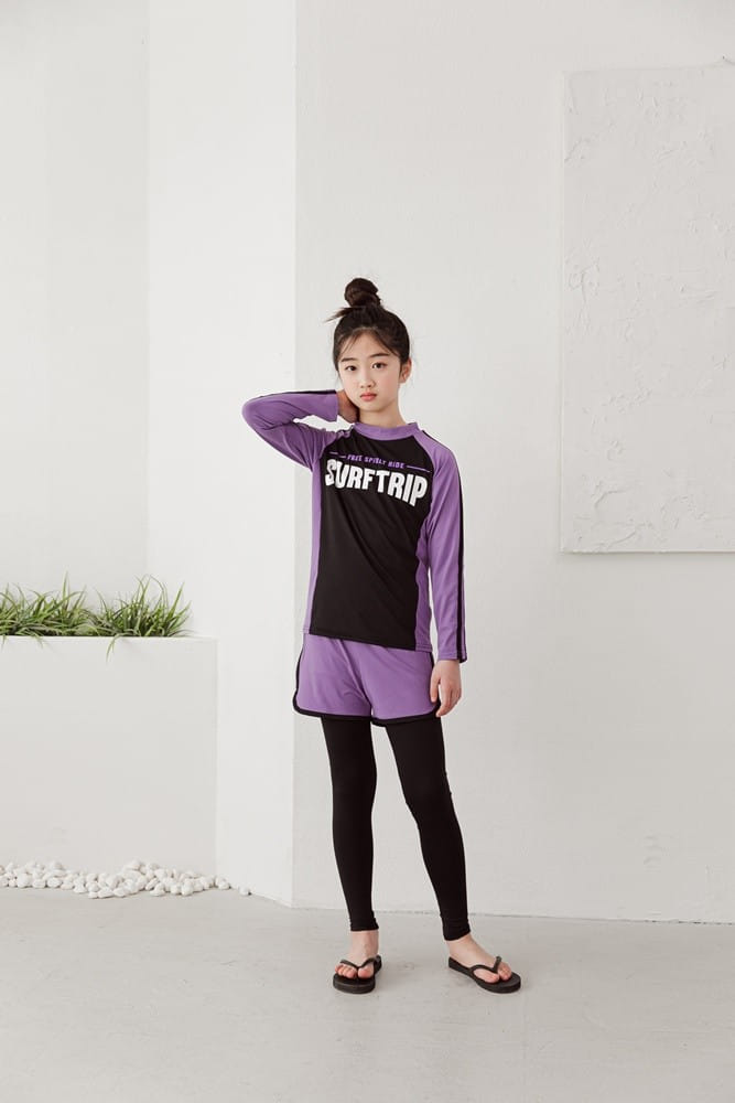 Dawon - Korean Children Fashion - #Kfashion4kids - Surft Rash Top Bottom Set - 4