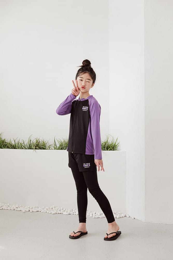 Dawon - Korean Children Fashion - #littlefashionista - Ocean Rash Guard Top Bottom Set - 3