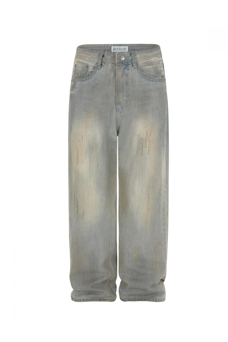 Develop - Korean Women Fashion - #momslook - 1147 Oil Dirty Washing Denim Pants
