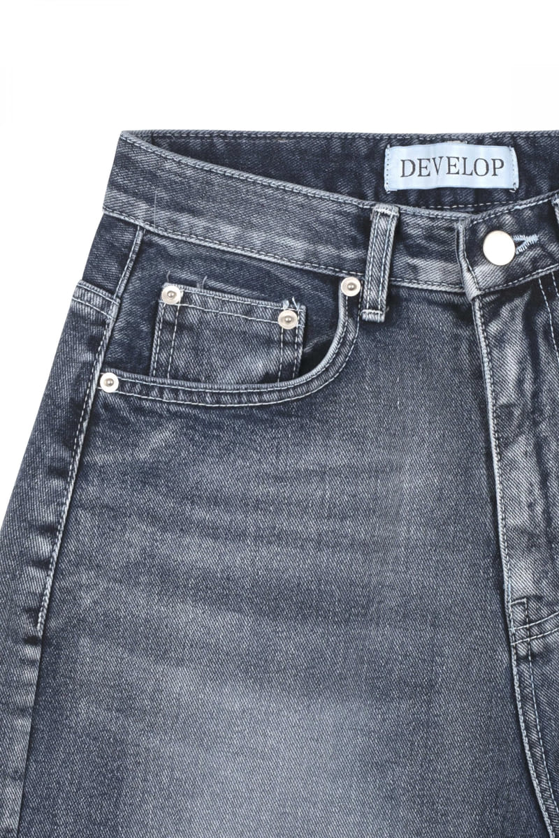 Develop - Korean Women Fashion - #womensfashion - 1157 Wide Brush Point Denim Pants - 4