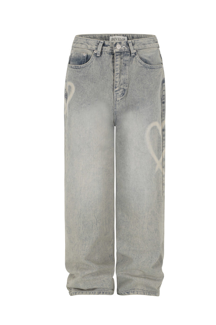 Develop - Korean Women Fashion - #momslook - 1165 Heart Denim Pants