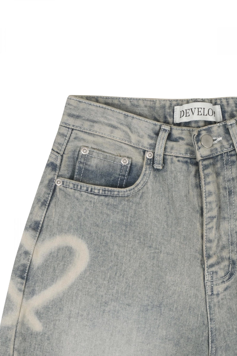 Develop - Korean Women Fashion - #momslook - 1165 Heart Denim Pants - 3
