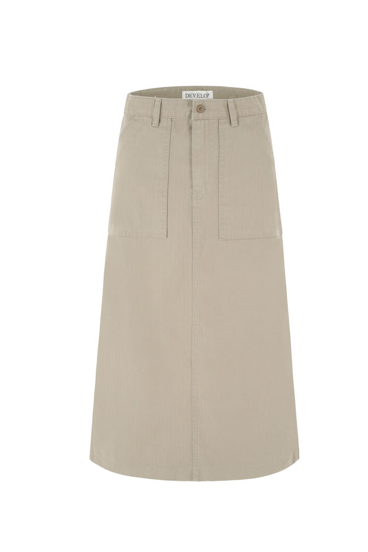 Develop - Korean Women Fashion - #momslook - 1316 Herringbone Washing Long Skirt