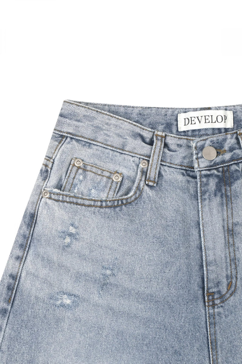Develop - Korean Women Fashion - #vintageinspired - 1167 Mermaid Wide Denim Pants - 3