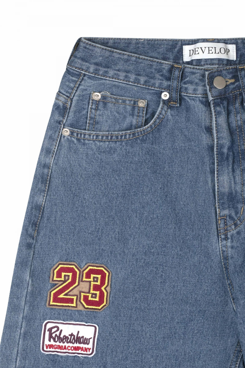 Develop - Korean Women Fashion - #vintagekidsstyle - 1169 Patch Denim Pants - 3