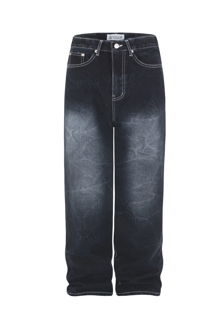 Develop - Korean Women Fashion - #womensfashion - 1159 Edge Wide Fit Denim Pants