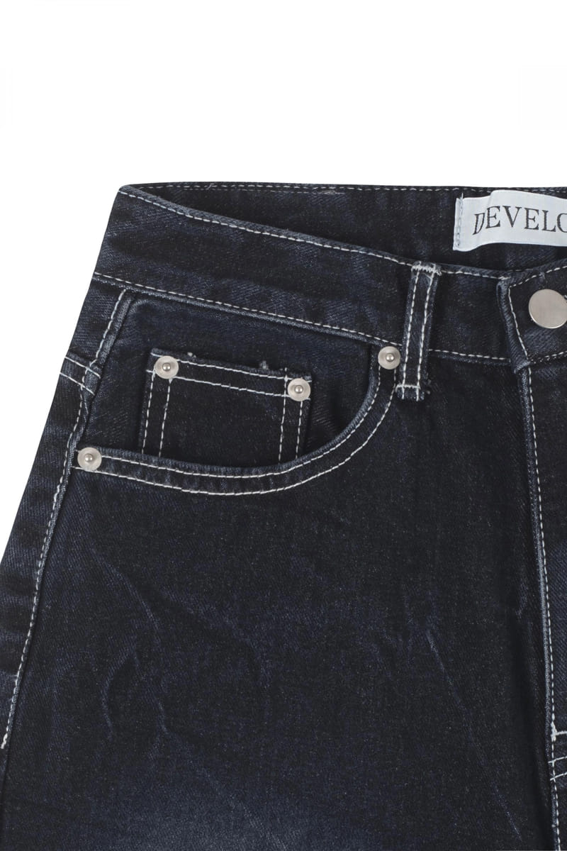 Develop - Korean Women Fashion - #womensfashion - 1159 Edge Wide Fit Denim Pants - 5