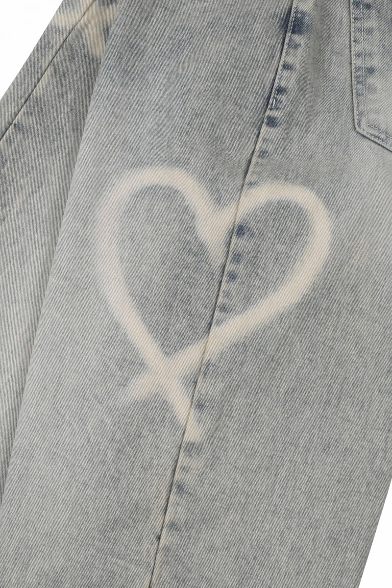 Develop - Korean Women Fashion - #momslook - 1165 Heart Denim Pants - 4