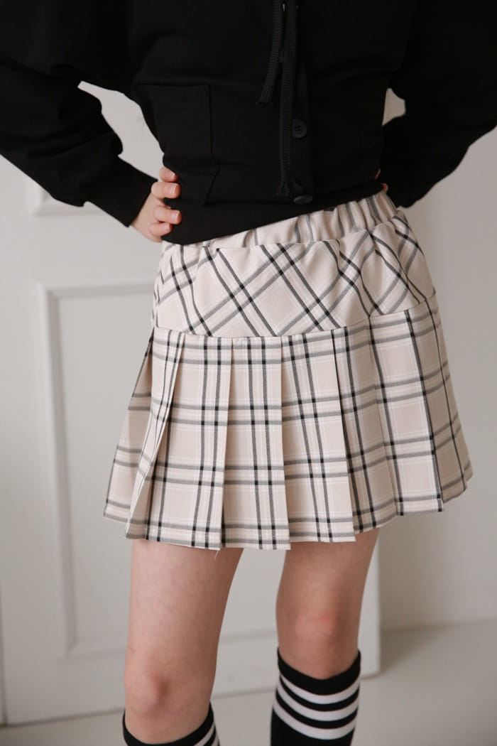 Donggrami - Korean Children Fashion - #fashionkids - Check Wrinkle Skirt - 8