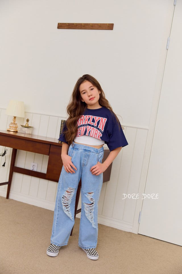 Dore Dore - Korean Children Fashion - #littlefashionista - Blue Clean Crop Tee - 11