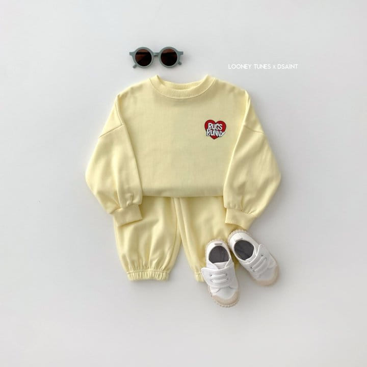Dsaint - Korean Children Fashion - #kidsshorts - Heart Bugs Bunny Top Bottom Set - 4