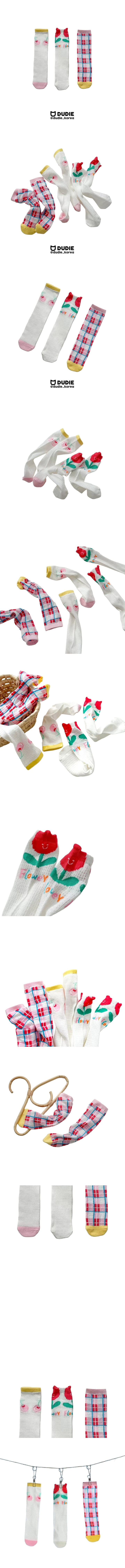 Dudie - Korean Children Fashion - #childrensboutique - Check Flower 3 Type Set - 2