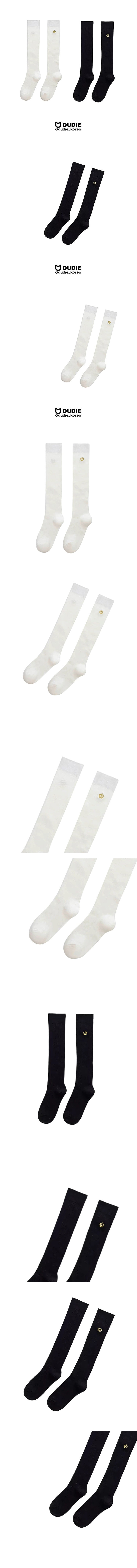 Dudie - Korean Children Fashion - #littlefashionista - Crown Long Socks 2type Set - 2