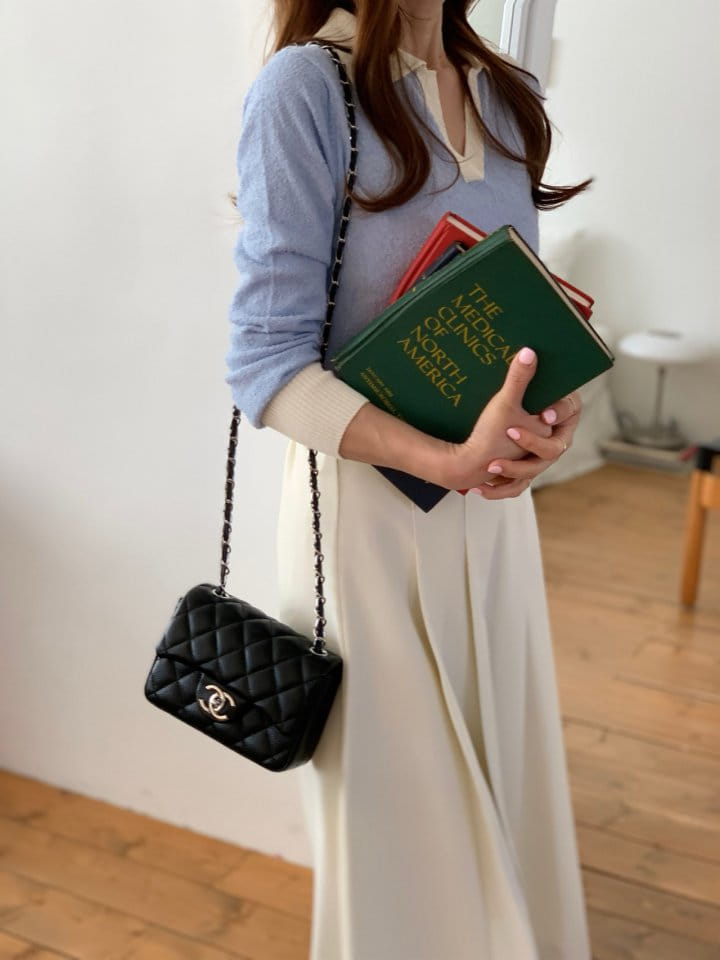 Elmu - Korean Women Fashion - #momslook - Collar Color Knit - 6