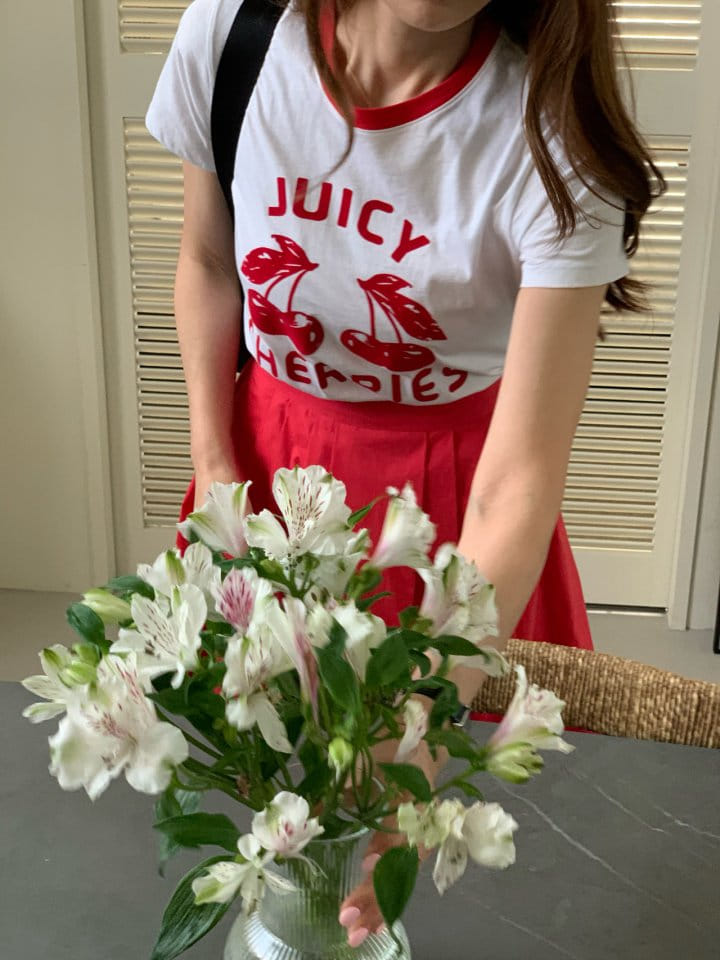 Elmu - Korean Women Fashion - #momslook - Cherry Tee - 3