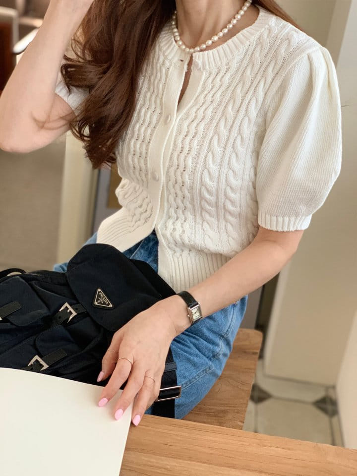 Elmu - Korean Women Fashion - #momslook - Bagel Cable Cardigan - 2