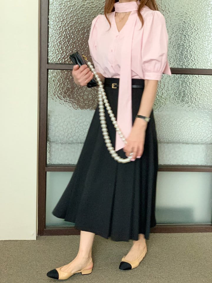 Elmu - Korean Women Fashion - #shopsmall - Blanc Tie Blouse - 9