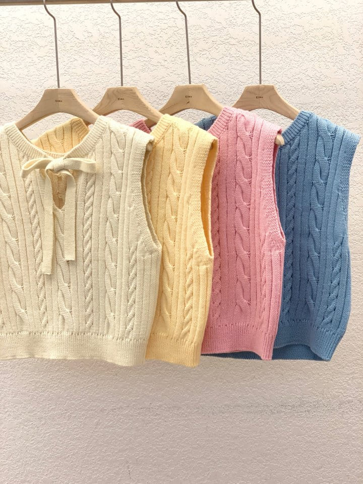 Elmu - Korean Women Fashion - #vintagekidsstyle - Binns Cable Vest - 10