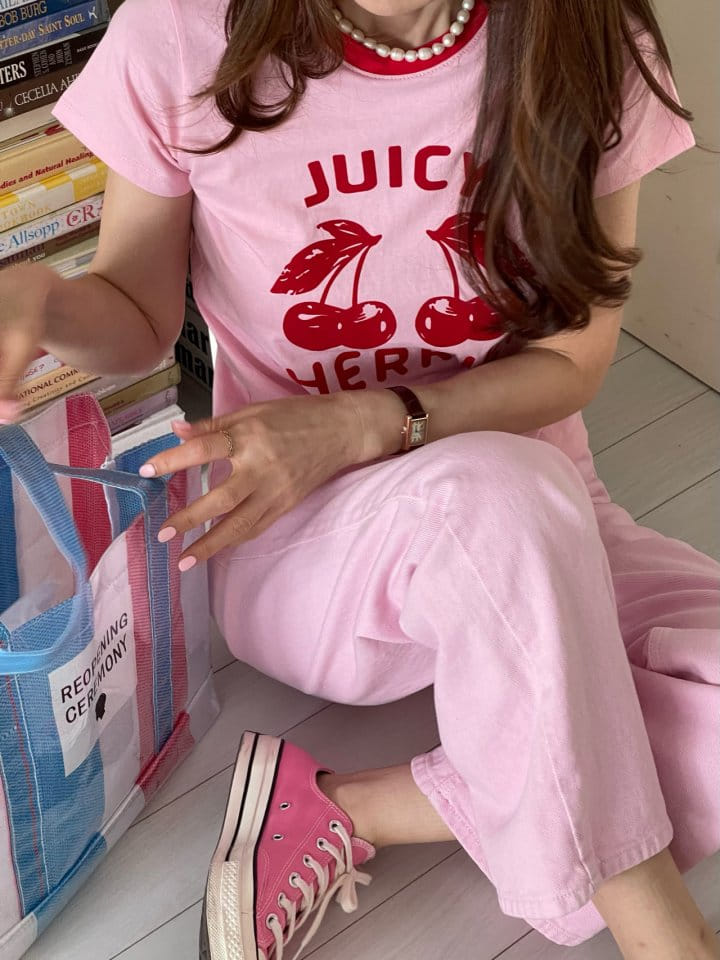 Elmu - Korean Women Fashion - #vintagekidsstyle - Cherry Tee - 8