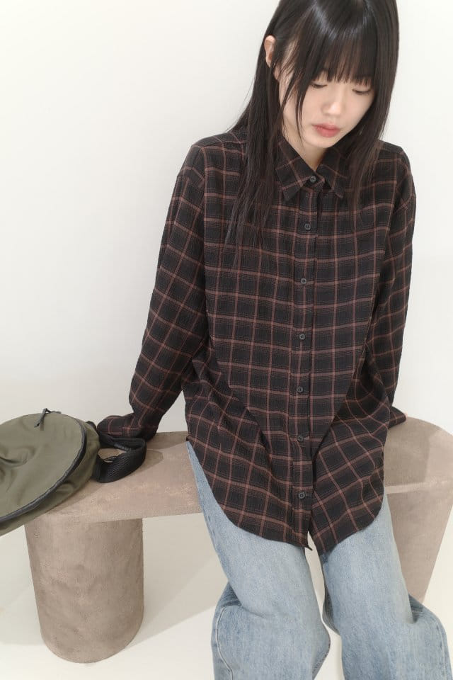 Enten - Korean Women Fashion - #momslook - Lingo Check Shirt