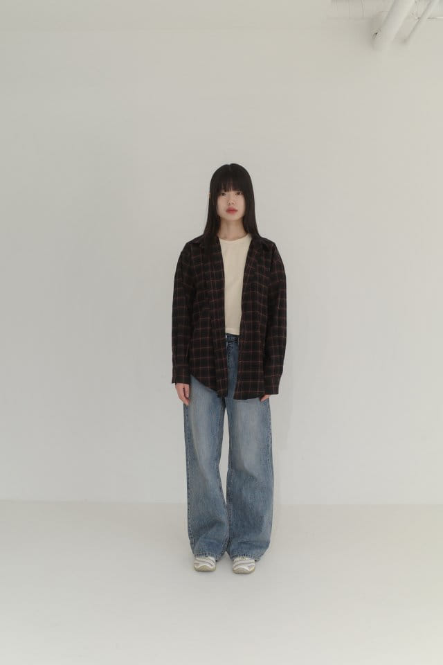 Enten - Korean Women Fashion - #momslook - Lingo Check Shirt - 3