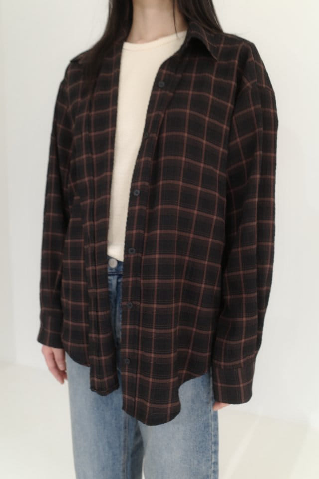 Enten - Korean Women Fashion - #momslook - Lingo Check Shirt - 4