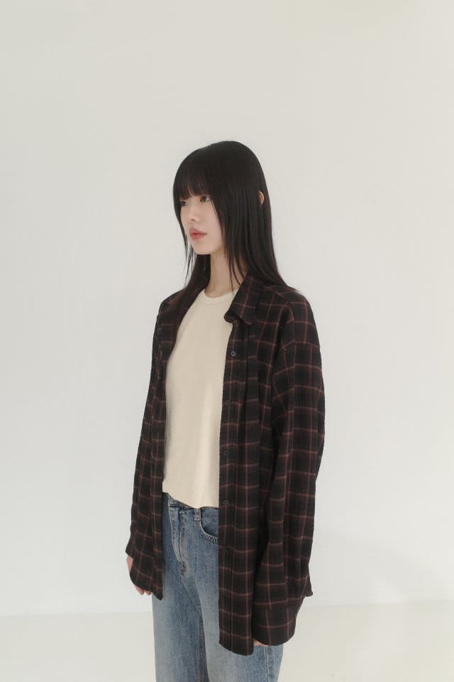 Enten - Korean Women Fashion - #momslook - Lingo Check Shirt - 5