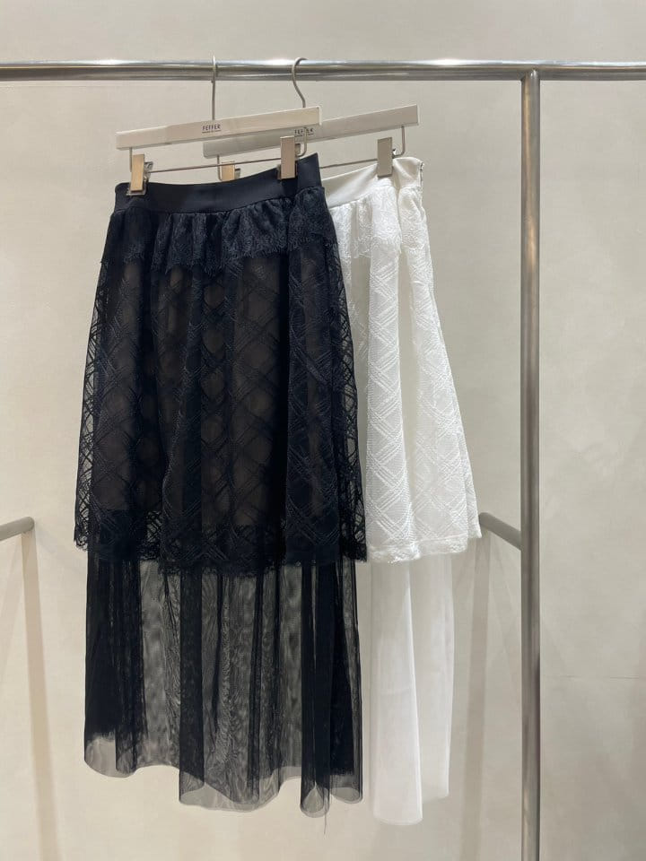 Feffer - Korean Women Fashion - #momslook - Check Mesh Skirt - 2