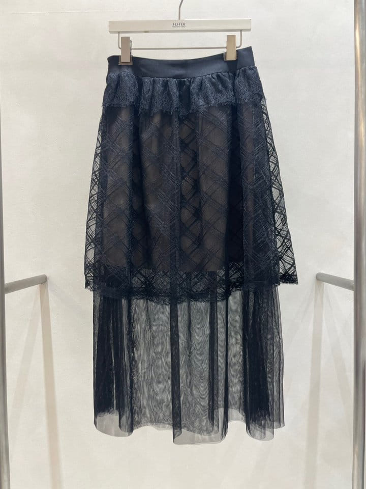 Feffer - Korean Women Fashion - #womensfashion - Check Mesh Skirt - 3