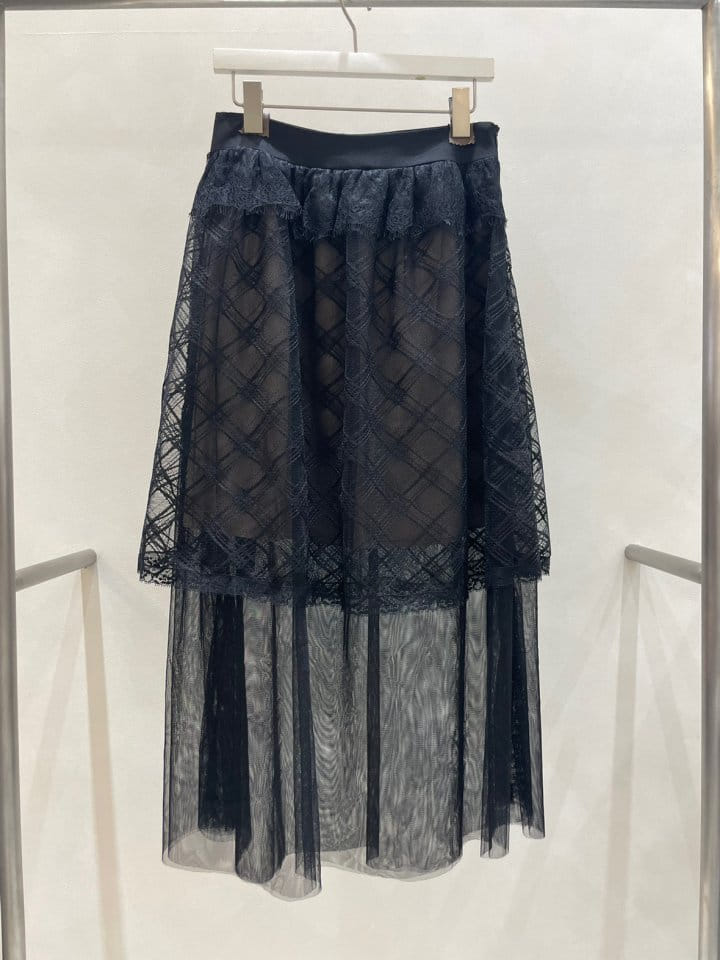 Feffer - Korean Women Fashion - #womensfashion - Check Mesh Skirt - 5