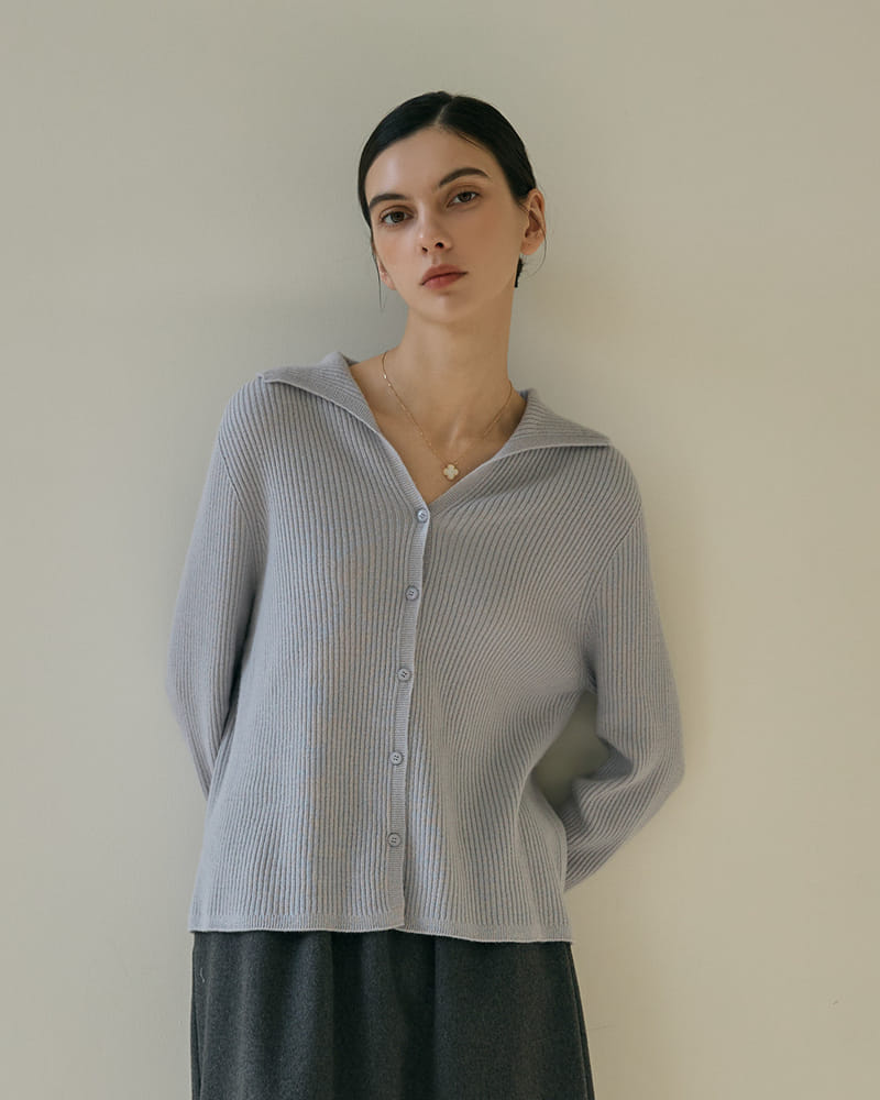 Floaty - Korean Women Fashion - #thelittlethings - Wholegarment Ribbed Collar Cardigan