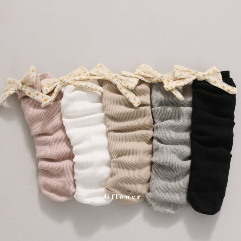 G Flower - Korean Children Fashion - #kidsstore - Flower Rib Knee Socke - 4