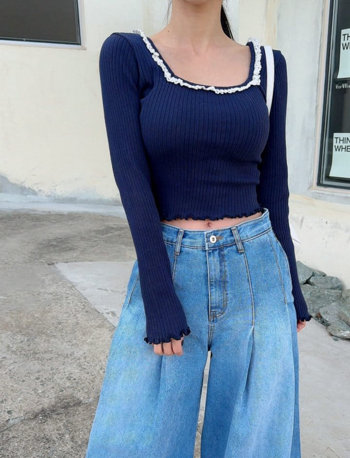 Garden - Korean Women Fashion - #womensfashion - Wide Two Tuck Denim Pants - 6