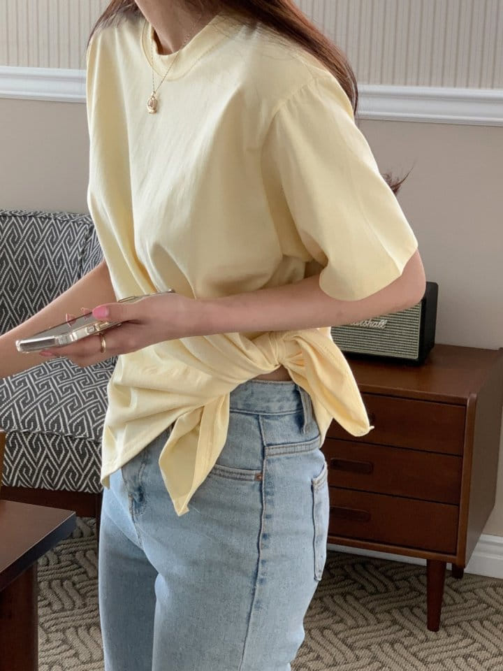 Gram - Korean Women Fashion - #momslook - Round Side Tie Tee - 7