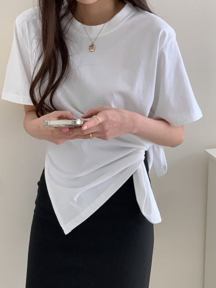 Gram - Korean Women Fashion - #pursuepretty - Round Side Tie Tee