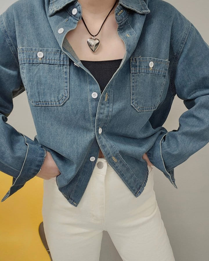 Gram - Korean Women Fashion - #romanticstyle - Basic Denim Shirt - 3