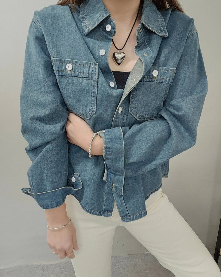 Gram - Korean Women Fashion - #romanticstyle - Basic Denim Shirt - 4