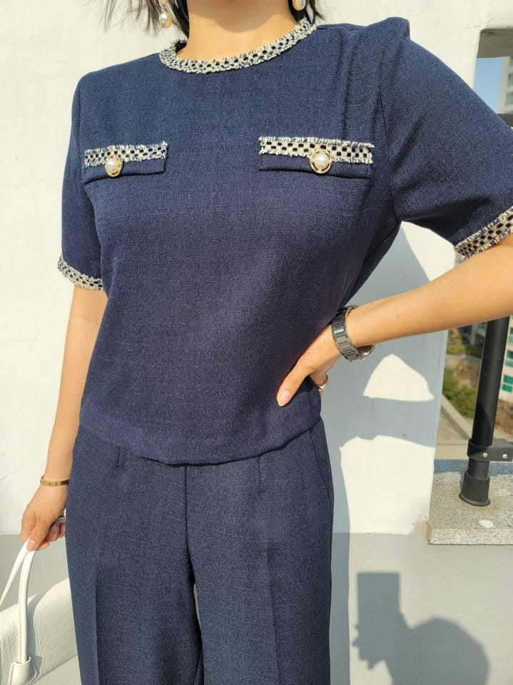 Gratia - Korean Women Fashion - #momslook - Moldi Tweed Top Bottom Set