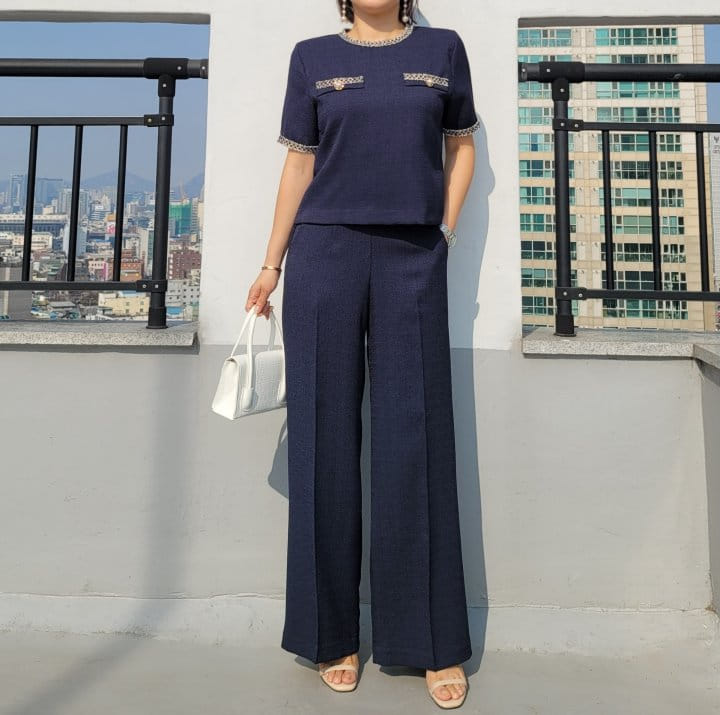 Gratia - Korean Women Fashion - #vintageinspired - Moldi Tweed Top Bottom Set - 3