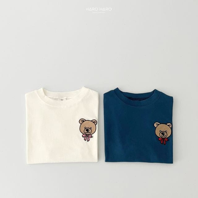 Haro Haro - Korean Children Fashion - #Kfashion4kids - Bear Ribbon Embroidery Tee - 10