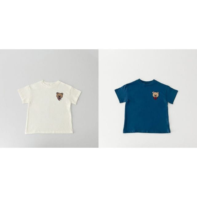 Haro Haro - Korean Children Fashion - #childrensboutique - Bear Ribbon Embroidery Tee - 4