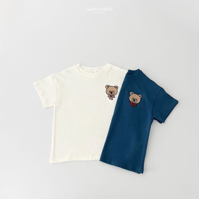Haro Haro - Korean Children Fashion - #discoveringself - Bear Ribbon Embroidery Tee - 5