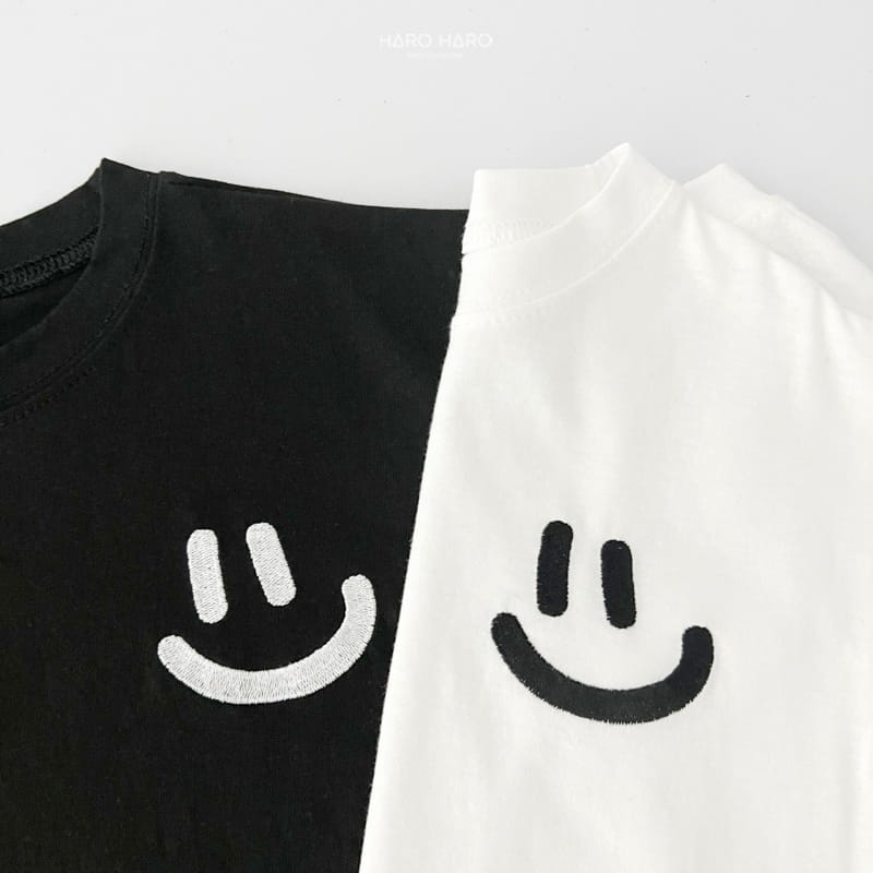 Haro Haro - Korean Children Fashion - #fashionkids - Smile Embroidery Short Sleeve Tee - 5