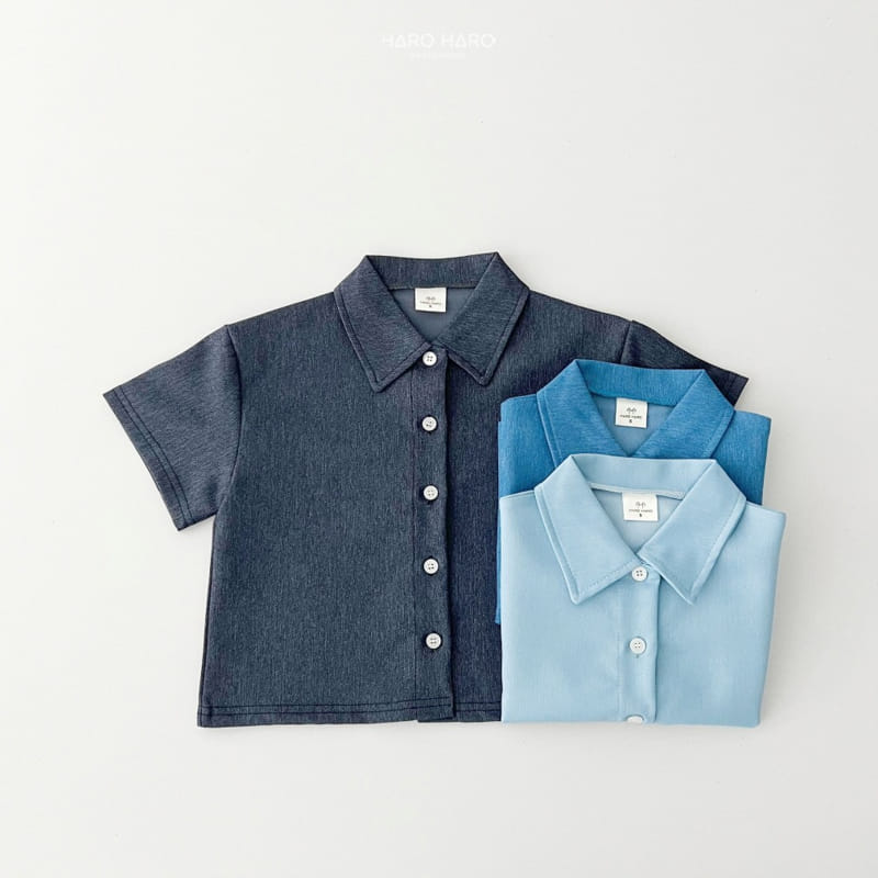 Haro Haro - Korean Children Fashion - #fashionkids - Denim Short Sleeve Shirt - 8
